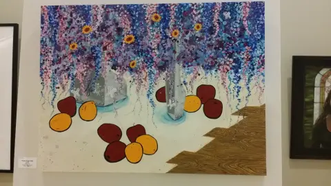 Kristin Sue Kim artwork installed at a Georgetown or Round Rock group exhibition