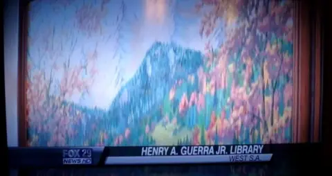 Television news still covering a Kristin Sue Kim exhibition