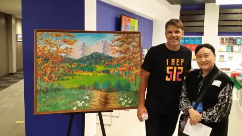 Early Round Rock community exhibition install
