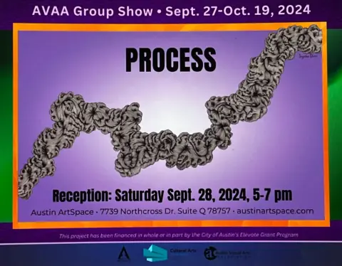 PROCESS exhibition poster for an AVAA Group Show at Austin ArtSpace